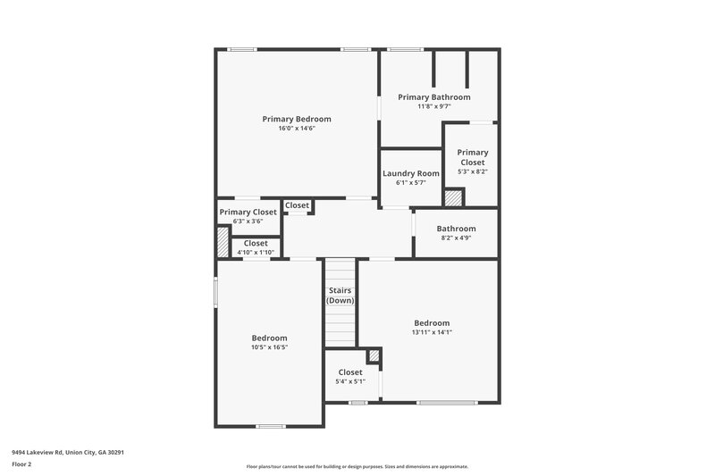 1,670/Mo, 9494 Lakeview Rd Union City, GA 30291 Floor Plan View 2