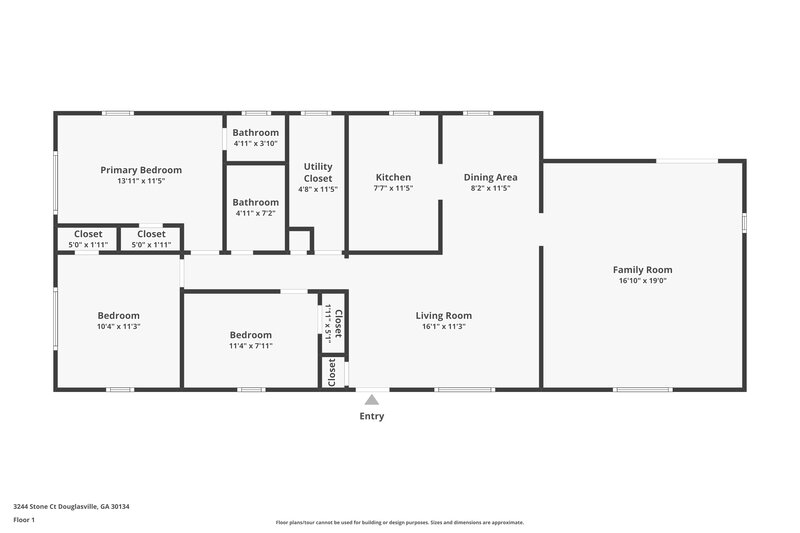 1,545/Mo, 3244 Stone Ct Douglasville, GA 30134 Floor Plan View