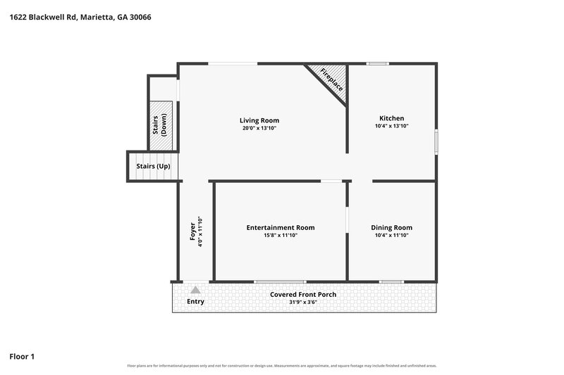 1,995/Mo, 1622 Blackwell Rd Marietta, GA 30066 Floor Plan View 2
