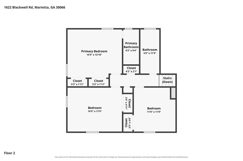 1,995/Mo, 1622 Blackwell Rd Marietta, GA 30066 Floor Plan View 3