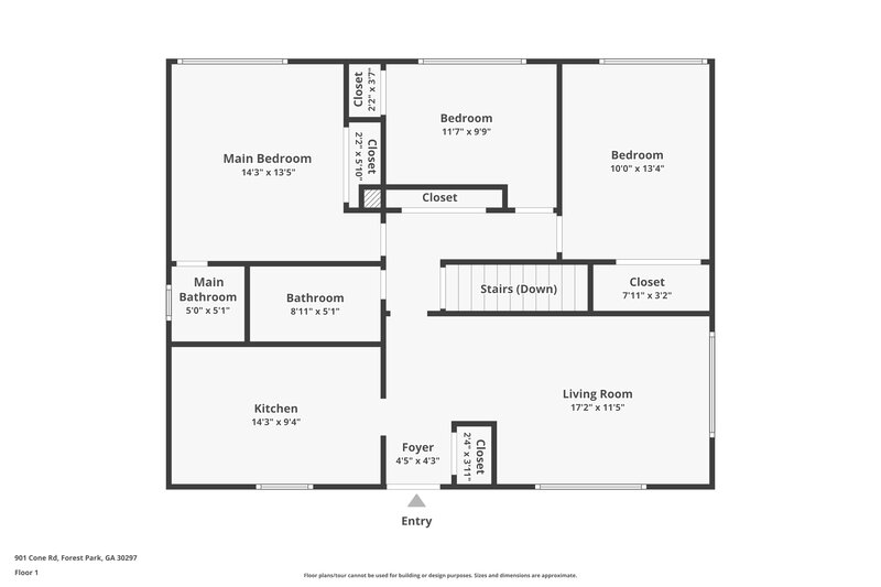 1,505/Mo, 901 Cone Rd Forest Park, GA 30297 Floorplan View 2