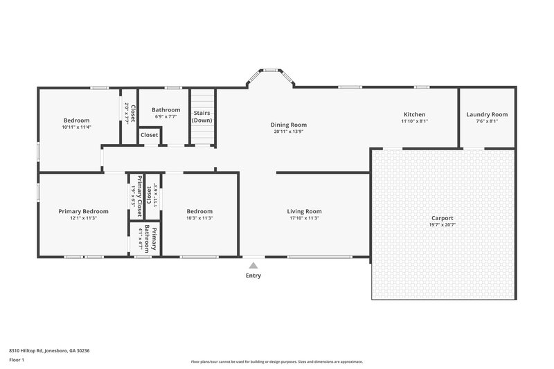 1,570/Mo, 8310 Hilltop Rd Jonesboro, GA 30236 Floor Plan View 2