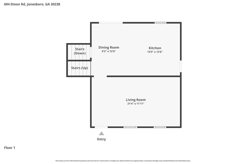 1,855/Mo, 694 Dixon Rd Jonesboro, GA 30238 Floorplan View