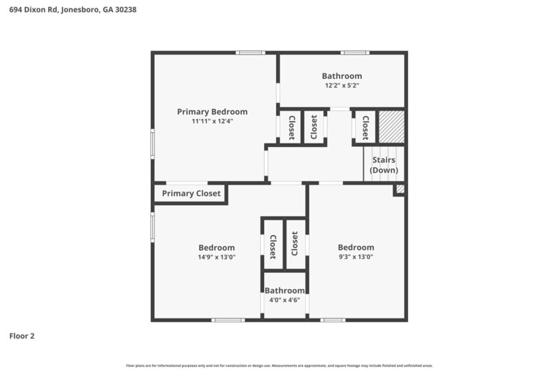 1,855/Mo, 694 Dixon Rd Jonesboro, GA 30238 Floorplan View 2