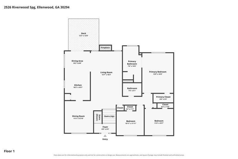 2,470/Mo, 2526 Riverwood Spg Ellenwood, GA 30294 Floorplan View 2