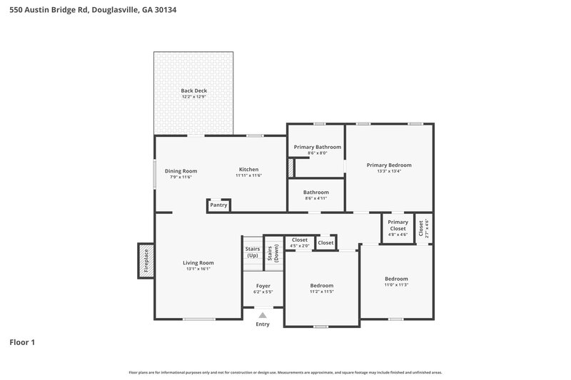 1,760/Mo, 550 Austin Bridge Rd Douglasville, GA 30134 Floor Plan View