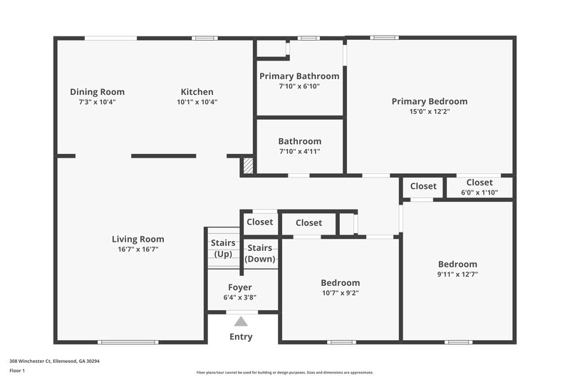 1,760/Mo, 308 Winchester Ct Ellenwood, GA 30294 Floor Plan View