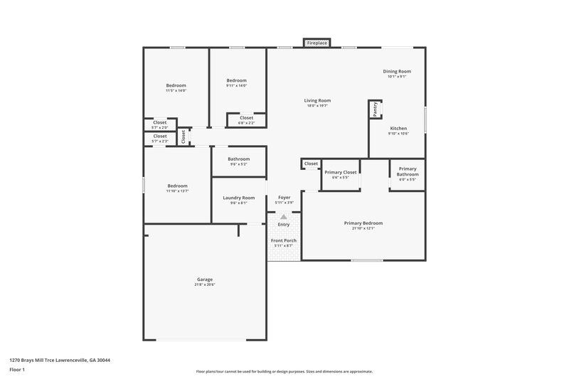 2,075/Mo, 1270 BRAYS MILL Trace Lawrenceville, GA 30044 Floor Plan View