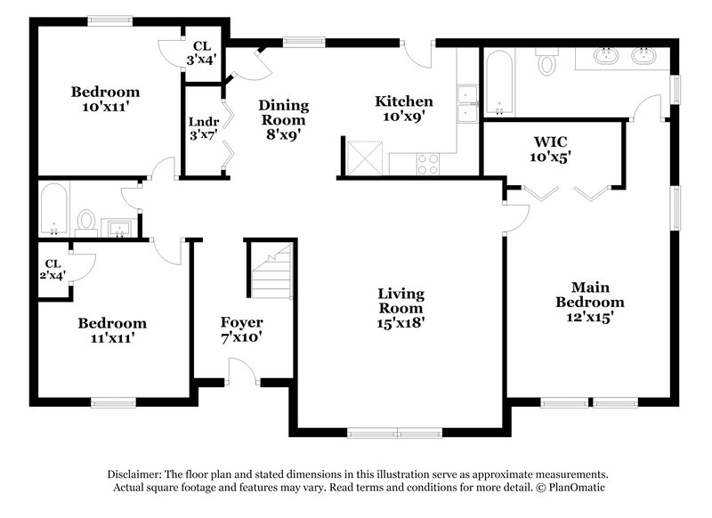 1,665/Mo, 9557 Cartersville Way Dallas, GA 30132 Floor Plan View
