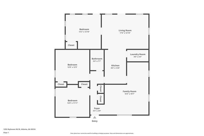 1,570/Mo, 1255 SKYHAVEN Road SE Atlanta, GA 30316 Floor Plan View