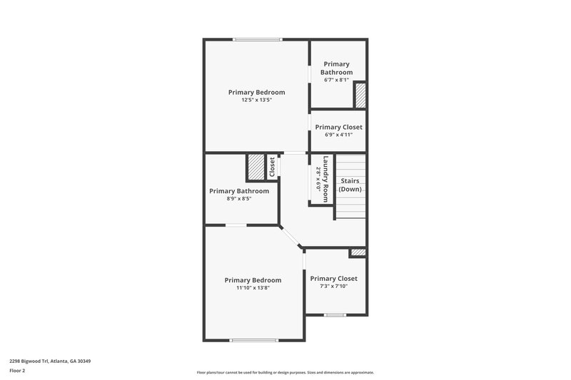 1,535/Mo, 2298 BIGWOOD TRL Atlanta, GA 30349 Floor Plan View