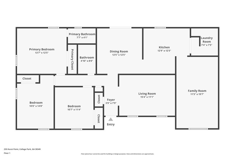 1,590/Mo, 235 HURST Point College Park, GA 30349 Floor Plan View
