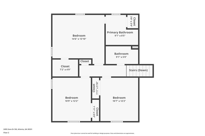 1,665/Mo, 2495 ZANE Drive Atlanta, GA 30331 Floorplan View 2