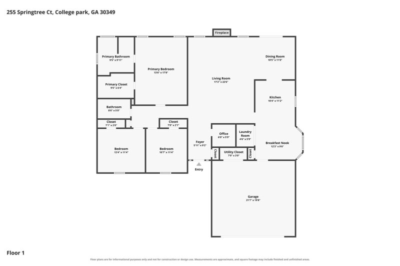 1,850/Mo, 255 SPRINGTREE Court Atlanta, GA 30349 Floorplan View