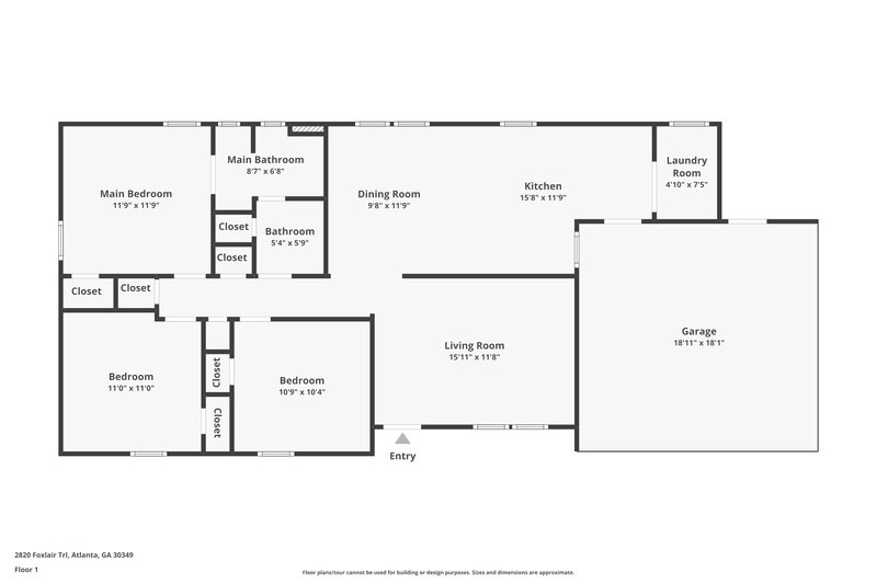 1,565/Mo, 2820 Foxlair Trail Atlanta, GA 30349 Floor Plan View