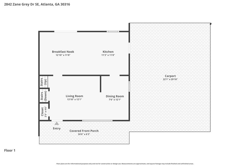 2,170/Mo, 2842 Zane Grey Dr SE Atlanta, GA 30316 Floor Plan View