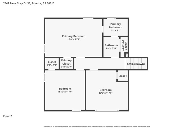 2,170/Mo, 2842 Zane Grey Dr SE Atlanta, GA 30316 Floor Plan View 2