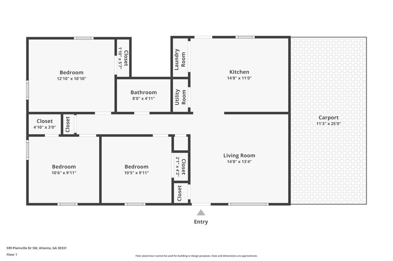 1,520/Mo, 599 Plainville Dr SW Atlanta, GA 30331 Floor Plan View