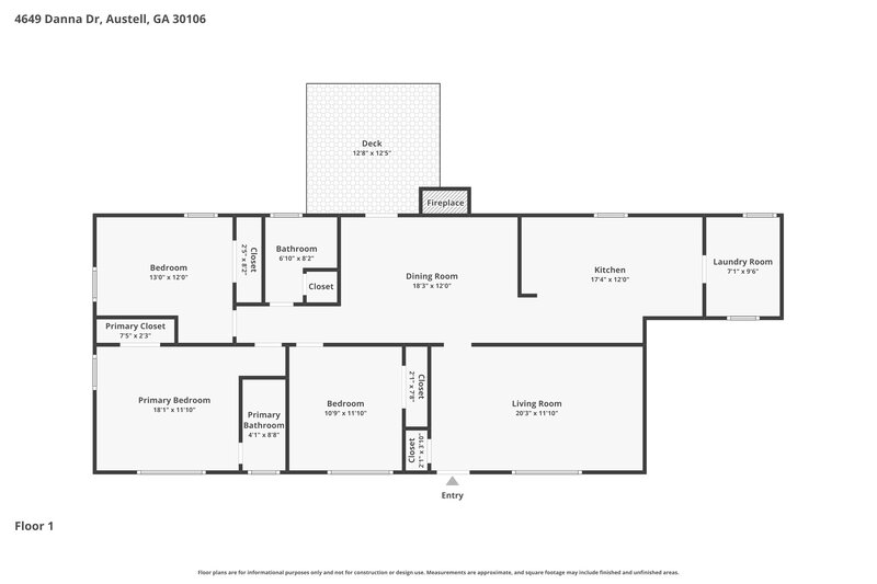 1,875/Mo, 4649 Danna Dr Austell, GA 30106 Floor Plan View
