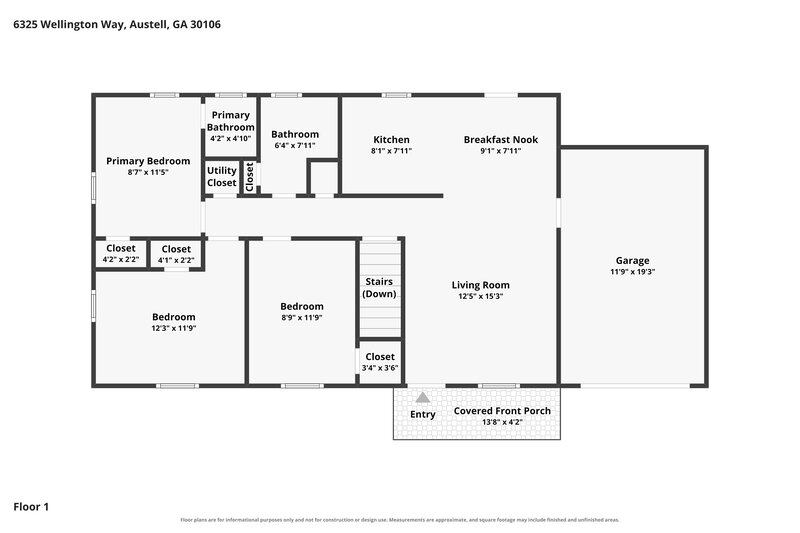 1,655/Mo, 6325 Wellington Way Austell, GA 30106 Floor Plan View