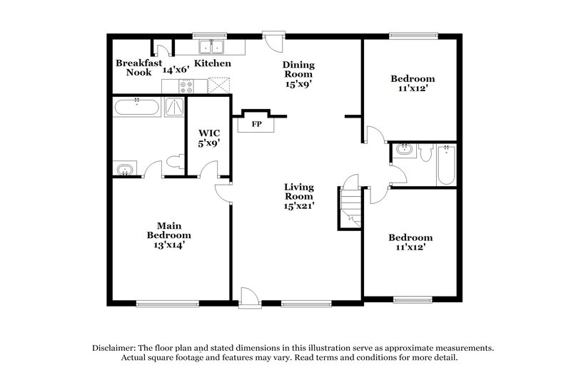 1,800/Mo, 5519 Denny Dr College Park, GA 30349 Floorplan View