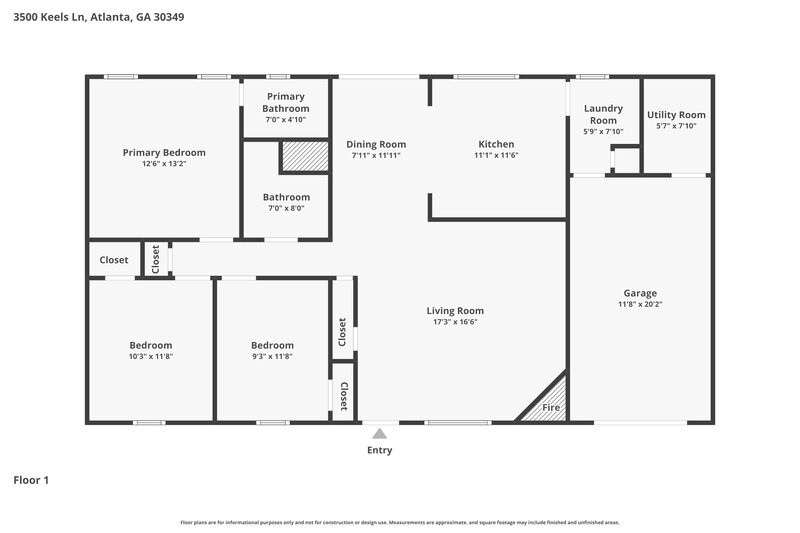 1,800/Mo, 3500 Keels Lane College Park, GA 30349 Floor Plan View