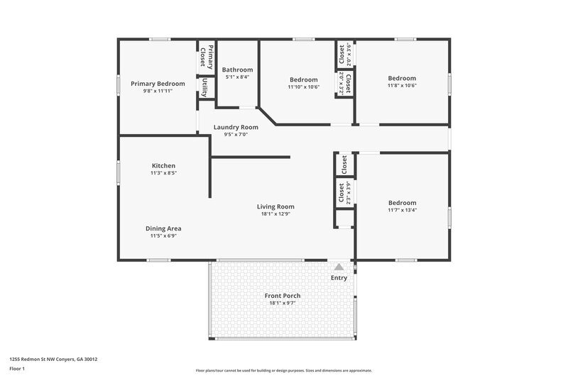 1,410/Mo, 1255 Redmon St Conyers, GA 30012 Floor Plan View