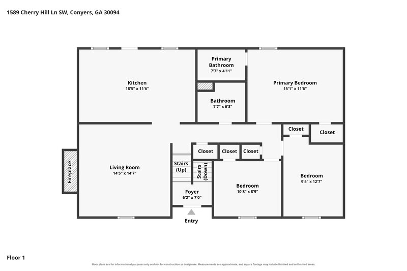 1,935/Mo, 1589 Cherry Hill Ln SW Conyers, GA 30094 Floor Plan View