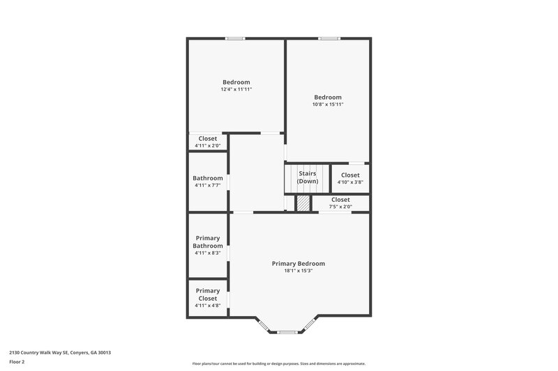 1,395/Mo, 2130 Country Walk Unit A Conyers, GA 30013 Floor Plan View 2