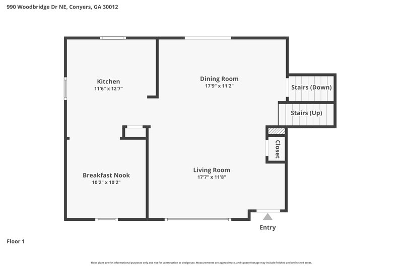 1,760/Mo, 990 Woodbridge Dr NE Conyers, GA 30012 Floor Plan View 2