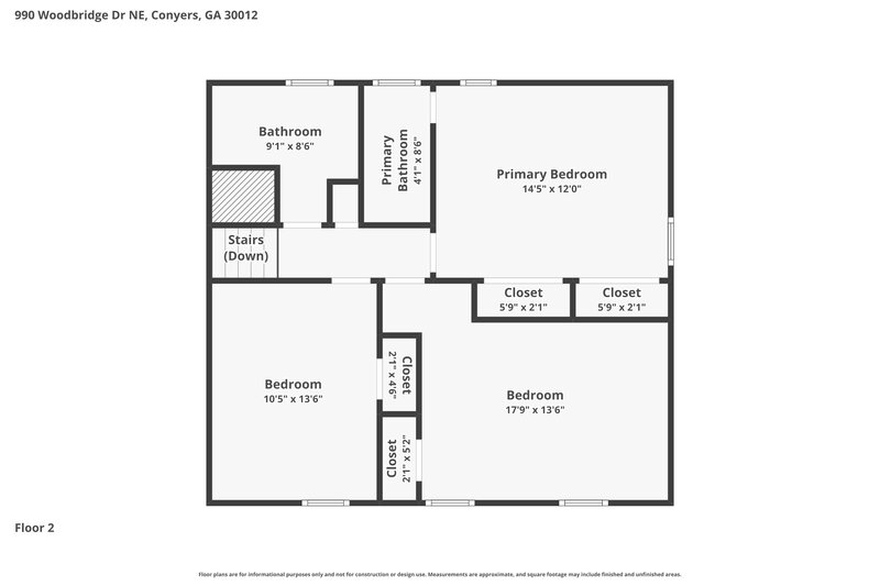 1,760/Mo, 990 Woodbridge Dr NE Conyers, GA 30012 Floor Plan View 3