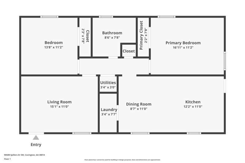 1,225/Mo, 9050B Spillers Dr SW Covington, GA 30014 Floorplan View