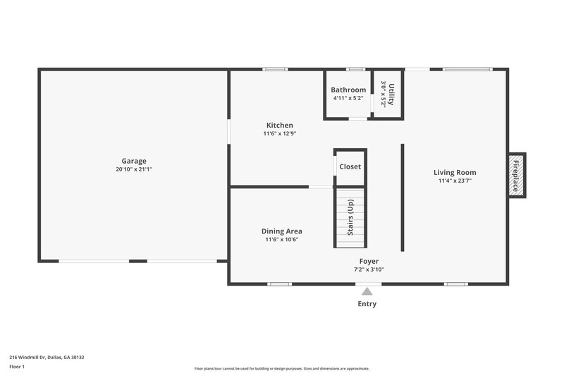 1,480/Mo, 216 Windmill Dr Dallas, GA 30132 Floor Plan View
