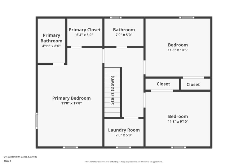 1,480/Mo, 216 Windmill Dr Dallas, GA 30132 Floor Plan View 2