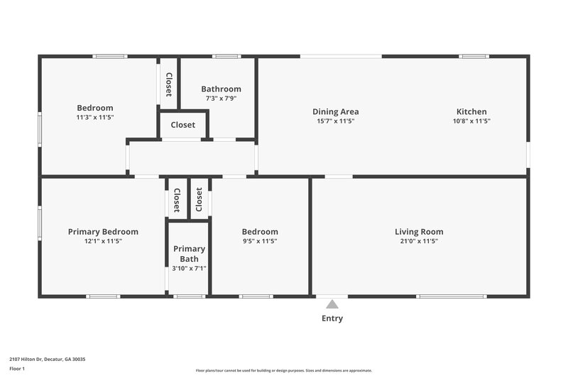 1,520/Mo, 2107 HILTON Drive Decatur, GA 30035 Floor Plan View