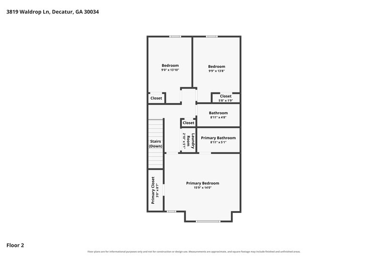1,705/Mo, 3819 Waldrop Ln Decatur, GA 30034 Floor Plan View 2