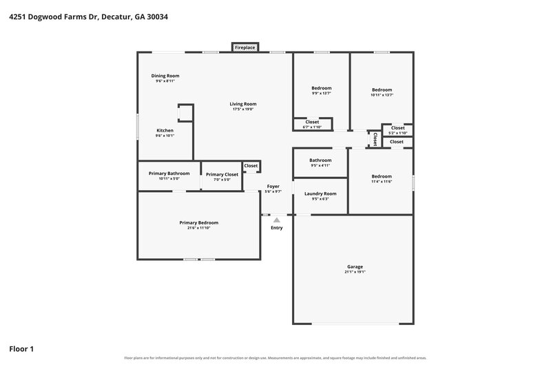1,945/Mo, 4251 Dogwood Farms Dr Decatur, GA 30034 Floor Plan View