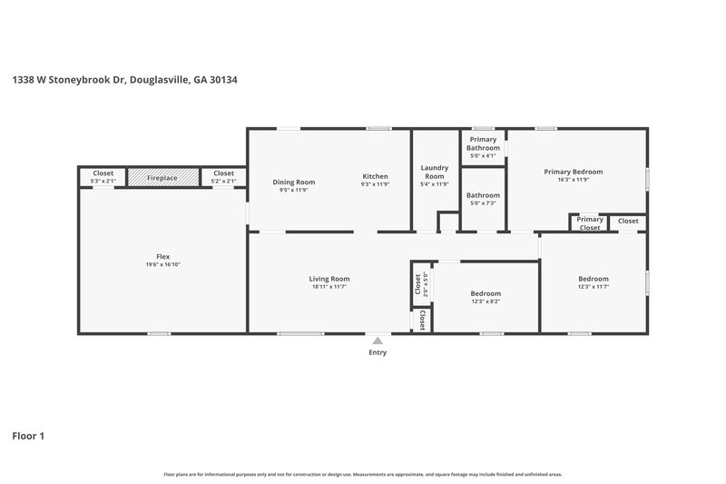 1,510/Mo, 1338 W Stoneybrook Dr Douglasville, GA 30134 Floor Plan View
