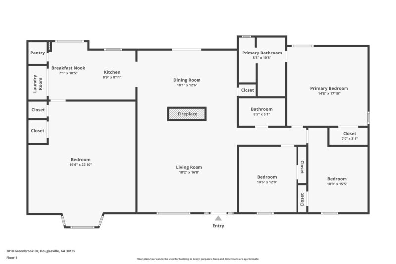 1,690/Mo, 3810 Greenbrook Dr Douglasville, GA 30135 Floorplan View