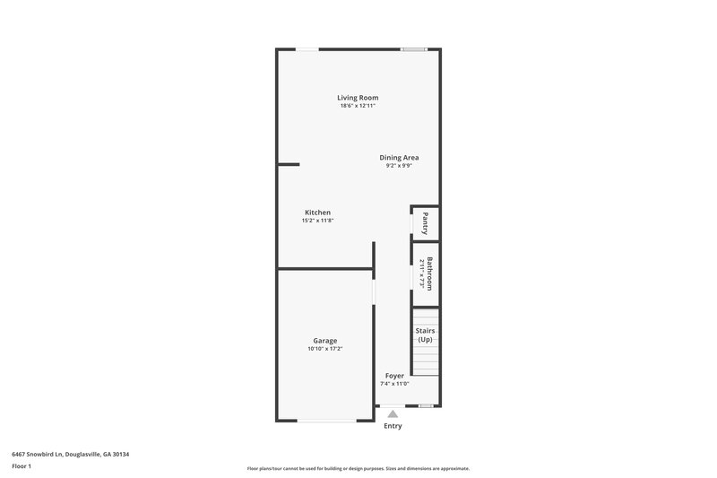 1,750/Mo, 6467 Snowbird Ln Douglasville, GA 30134 Floor Plan View