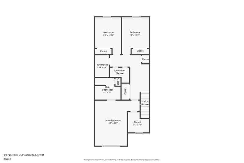 1,750/Mo, 6467 Snowbird Ln Douglasville, GA 30134 Floor Plan View 2