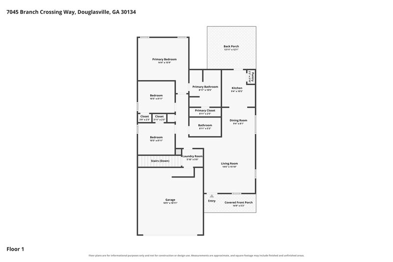 1,670/Mo, 7045 Branch Crossing Way Douglasville, GA 30134 Floor Plan View