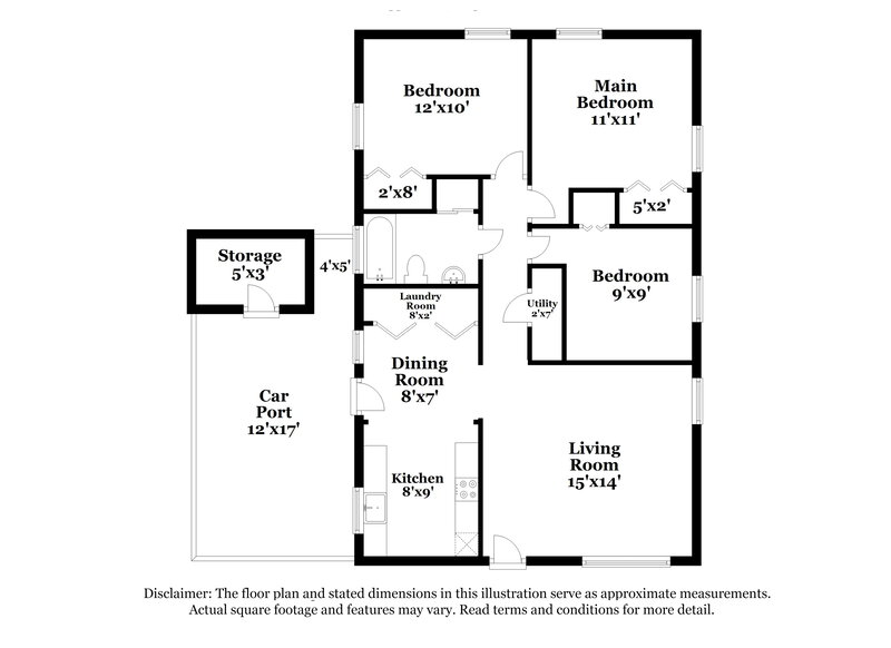 1,510/Mo, 645 Melrose Dr Forest Park, GA 30297 Floor Plan View