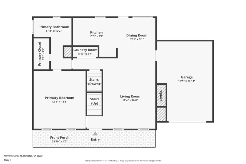 1,745/Mo, 10993 Thrasher Rd Hampton, GA 30228 Floor Plan View