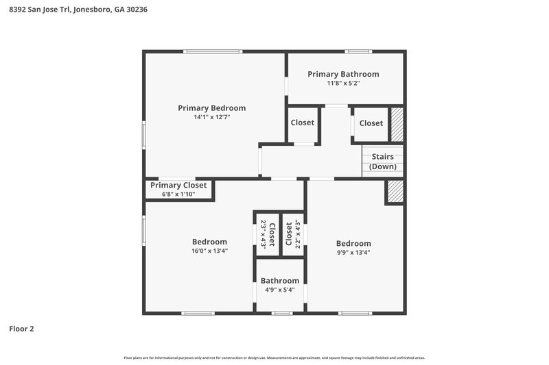 1,785/Mo, 8392 San Jose Trl Jonesboro, GA 30236 Floor Plan View 2