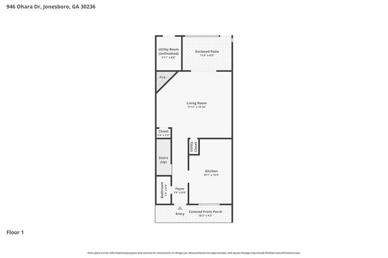 1,490/Mo, 946 O'Hara Dr Jonesboro, GA 30236 Floor Plan View