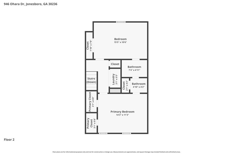 1,490/Mo, 946 O'Hara Dr Jonesboro, GA 30236 Floor Plan View 2