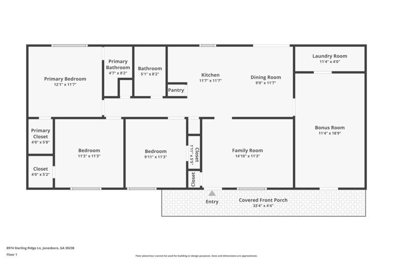 1,415/Mo, 8974 Sterling Ridge Ln Jonesboro, GA 30238 Floorplan View