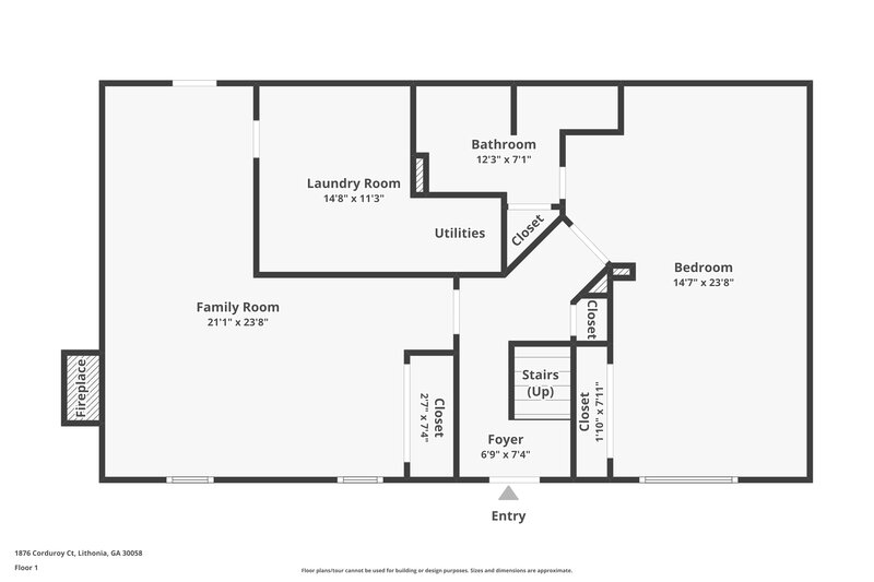 1,810/Mo, 1876 CORDUROY Court Lithonia, GA 30058 Floor Plan View