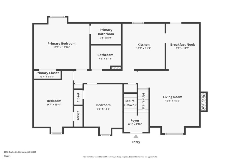 1,845/Mo, 2098 Drake Ct Lithonia, GA 30058 Floor Plan View